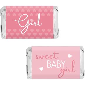 Pink It's a Girl Baby Shower Miniature Candy Wrappers, Sweet Baby Girl Party Favor Candy Labels - 45 Count