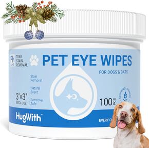 Dog Eye Wipes, Pet Wipes for Tear Stain Remover, Gentle Lavender Eye Wash Pads for Pet Eye Infection, Travel & Daily Grooming Wipes for Pet Eye, Face, Discharge & Crust, 100ct