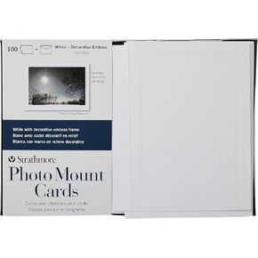 Strathmore Photo Mount Cards, White with Decorative Border, 5x6.875 inches, 100 Pack, Envelopes Included - Custom Greeting Cards for Weddings, Events, Birthdays