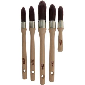33719 Aspire 5 Piece Round Sash Paint Brush Set Professional Firm Pointed for Fast Accurate Cutting-in Ultra-Smooth Finish with Trade Emulsion or Gloss FSC Wood 15, 18, 21, 25, 18MM Stubby