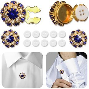 Button Covers 4 Sets Rhinestone Buttons, 10 Pcs 18L 11.5MM 15/32" Sewing Buttons, Silver White Crystal Buttons for Women Men Suitable Sewing DIY and Holiday Decoration Embellishments