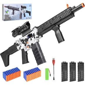 بنادق ألعاب بندقية القناصة الواقعية لرصاص Nerf Puns ، لعبة Electric Foam Blaster مع نطاق ، 100 لعبة السهام الناعمة و 3 مجلات ، مدفع آلة شبه أوتوماتيكية للأطفال من 8 إلى 12 عامًا