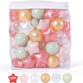 TRENDPLAY Star Ball Pit Balls 50 100 200 500 for Toddlers - Ball Pit Ball Shapes Plastic Balls for Boys Girls Ball Pit Fun, Birthday Party, Christmas Decoration