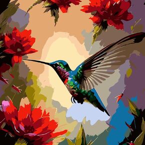 LCOZX Paint by Numbers for Adults Beginner and Kids, DIY Acrylic Oil Painting by Numbers Kits, Art Hummingbird DIY Paint by Numbers on Canvas for Gift, Home Wall Decoration 18x18 inch, No.7