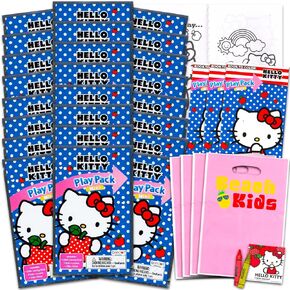 Hello Kitty Mini Party Favors Set for Kids - Bundle with 24 Mini Hello Kitty Grab n Go Play Packs with Coloring Pages, Stickers and More (Hello Kitty Birthday Party Supplies)