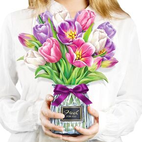 Airpark Paper Flower Bouquet Grandma Gifts for Mom Pop Up Greeting Cards for Wife Teacher Presents with NoteCards & Envelope Anniversary Card Thank You Cards Easter Gifts for Women