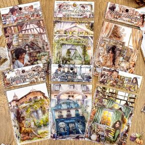 180PCS Vintage Transparent Scrapbooking Stickers Garden Flowers PET Natural Floral Sticker Set for Crafting Scrapbook Supplies Aesthetic Junk Journal Journaling DIY Projects