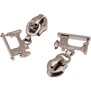 SZSJINMOORE 10Pcs Sewing Machine Shape Zipper Pull Puller Slider 5# Nylon Head Zipper Replacement for Bag Purse (Nickle)