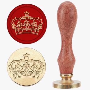MAYJOYDIY King Crown Wax Seal Stamp 25mm Royal Crown Vintage Sealing Wax Stamps Removable Imperial Crown Brass Head Stamp Wooden Handle Great for Invitations Envelopes Gift Packing Decorating