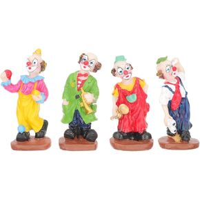 Toyvian Clown Dolls Circus Circus تمثال مهرج مهرج مهرج مهرج راتنج المهرج لعبة مهرج مهرج طاولة زخرفة مهرج مهرج للأطفال ، مهرج مهرج ساحة ديكور حديقة ، 4 نمط عشوائي