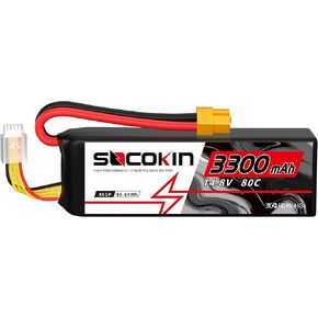 4S 14.8V Lipo Battery 3300mAh 80C with XT60 Connector Soft Case for RC Airplane RC Helicopter RC Car RC Truck RC Boat UAV Drone FPV
