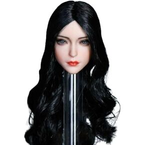 1:6 Scale Girl Makeup Head Sculpt Blue Eyes Fit 12'' Suntan Female PHicen Action Figure Body (A)