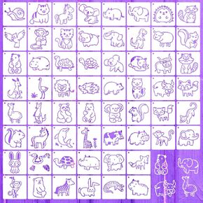 60 Pieces Baby Shower Stencils for Painting Cute Onesie Stencil Reusabl Painting Stencils, Small Animals Stencils Template for Onesies Bodysuit Bags Shirts Shoes Bibs Clothes(Cute Animal)