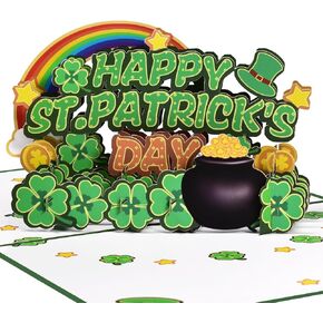 GREETING ART St Patricks Day Cards,Funny Saint Patrick's Day Pop Up Card,St. Patrick's Day Pop Up Cards,Happy St. Patrick’s Day Card,Green Shamrock 3D Greeting Card for Family and Friends
