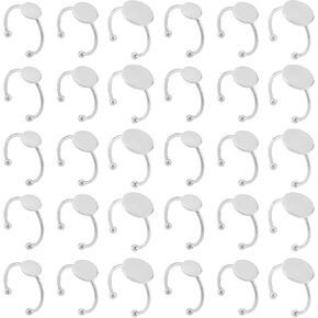 30 Pcs Blank Rings Stainless Steel Adjustable Pad Ring Base, Flat Blank Ring Base Tray for Jewelry Making DIY Crafts (Gold and Silver)