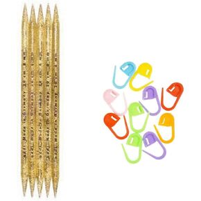addi Knitting Needles DPN Double Pointed Plastic 8 inch (20cm) (Set of 5) Size US 17 (12.0mm) with 10 Colorful Stitch Markers