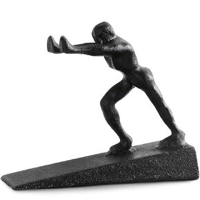 Iron Door Stopper Heavy Duty Door Stopper - Decorative Door Stopper Cute Cast Iron Door Stopper Home Decor Black Door Stops with Handle Metal Draft Stoppers - Home Office Door Stops for Bottom of Door
