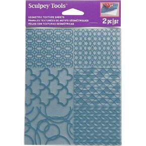 Sculpey Tools Geometric Texture Sheet Set, reusable 2 piece set, Great for all types of DIY crafts, polymer clay, jewelry making and mixed media, great for all skill levels