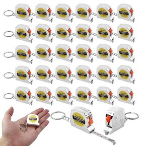 3ft Small Tape Measure Keychain, Portable and Retractable Mini Tape Measure with Slide Lock Mechanism for Daily Use Gadgets or Kids Construction Party Favors Gifting Prize Bag Fillers (12)