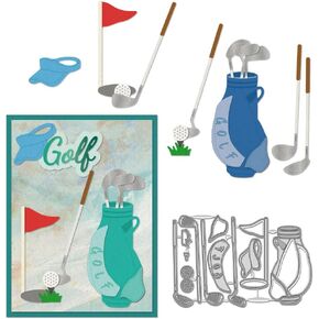 WADORN Metal Golf Cutting Dies, Golf Themed Carbon Steel Stencil Die for Scrapbooking, Card Making, Embossing