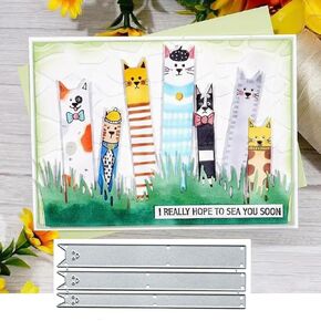 DDeehs Long Striped Cats Metal Die Cuts,Cute Animal Cat Frame Square Cutting Dies Cut Stencils DIY Scrapbooking Decorative Embossing Paper Scrapbooking Card Making, silver, DDeehs-001