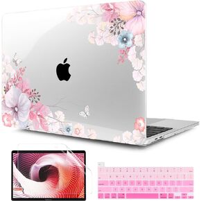 TwoL Compatible with MacBook Pro 13 inch Case 2022 2021 2020, Plastic Hard Shell Case Cover and Keyboard Skin & Screen Protector for MacBook Pro 13 inch A2338 M2/M1 A2289 A2251, Cute Petal