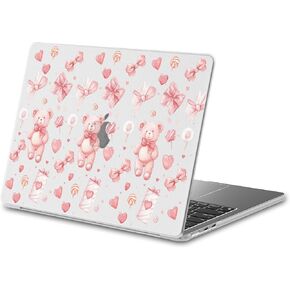 JOYLAND Frosted Plastic Hard Shell Case Compatible with MacBook Air 15 Inch Case 2024 2023 Release M3 A3114 A2941 M2,Cute Purple Bow Pattern Protective Hard Shell Case