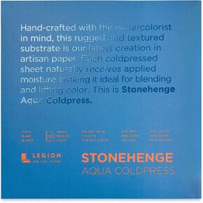 Stonehenge Aqua White Medium Weight Block, 140lb, Coldpress, 15 Sheets for Wet and Dry Media (7X7)