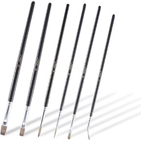OOKU Acrylic Paint Brush Set Rocks for Painting Kits Oil Paint Set for Both Adults and Children 6pcs Nylon Hair Black Brush Handle