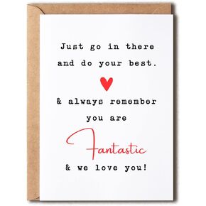 Good Luck Card - Just Go In There And Do Your Best - We Love You - Exams - Driving Test - New Job - Challenge - Encouragement Card