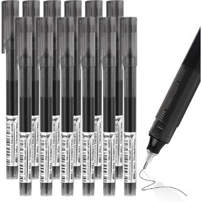 RIANCY Rolling Ball Pens Quick Dry Ink 0.5 mm Extra Fine Point Pens 12 Pcs Liquid Ink Pen Rollerball Pens Black Color for Note taking school teacher Pens Smooth Writing Pens Bulk Pens Office Supplies