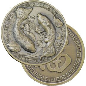 Good Luck to You Chinese Koi Fish Lucky Coin Carp Mascot Challenge Coin for Prosperity and Good Fortune - Lottery Tickets Scratcher Tool