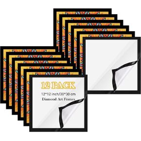 12 PCS الإطارات الفنية الماس إطار الصورة المغناطيسية ، 12 × 12 بوصة اللوحة الماس إطارات القماش إطارات فن لاصق لفيلم الحائط