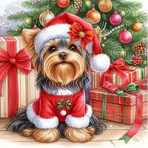 WSLWXSHM Diamond Painting Kits for Adults Christmas Dog, Round Full Drill Diamond Art Kits, 5D DIY Paint with Diamonds Crafts for Home Wall Decoration Gifts 12×12Inch, Animal