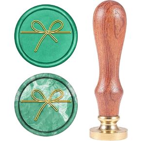 CRASPIRE Wax Seal Stamp Bowknot Vintage Sealing Wax Stamps Retro 25mm Removable Brass Stamp Head with Wood Handle for Wedding Invitations Christmas Halloween Envelopes Gift Wrapping