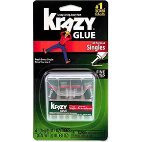 Elmer's KG582 Products Instant Crazy Glue 4-Single Use Tubes, 0.017 oz, 0.5 oz. Tubes, Multicolor, 5 Pack