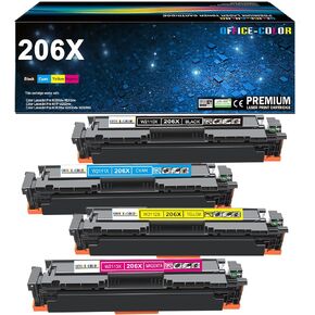 206X Toner Cartridges 4 Pack High Yield Set for HP 206A 206X Works with HP Color Laserjet Pro MFP M283fdw,MFP M283cdw,Color Laserjet Pro M255dw,Color Pro M255,Pro MFP M282, M283 Printers (with Chip)