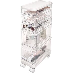 iDesign The Sarah Tanno Collection 5-Drawer Stacking Cosmetic Organizer Cart, Clear in Kuwait
