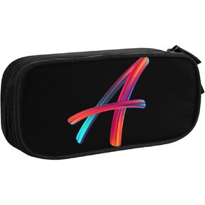 Cute Initial Pencil Case for Kids Students, Large Capacity Pencil Pouch for Boys Girls, Letter Design Pencil Box Pen Bag Office Stationery Organizer, Rainbow Letter N
