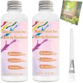 WAN2TLK Painting by Numbers for Adults Sealer Kit, Designed for Paint by Number, Non Yellowing Scratch-Resistant Dries Clear for Adults Beginners - 100g Gloss Finish+100g Matte Finish+Brush