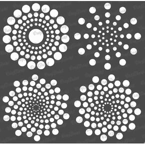 CrafTreat Reusable Dot Mandala Stencils for Painting on Wood, Canvas, Paper, Fabric, Floor, Wall and Tile - Dot Mandala Basics - 6x6 Inches - DIY Art and Craft Stencils - Dots Spiral Stencil