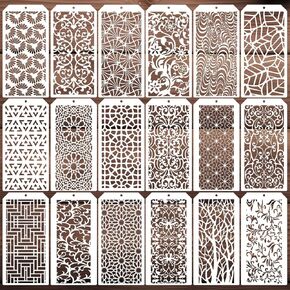 Stencils for Crafts Reusable Damask Texture Stencils for Painting Geometric Background Stencil Drawing Templates for Wood Canvas Furniture Scrapbooking
