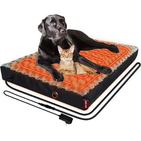 Upgraded Heated Dog Bed with Enlarged Heating Area, 12V Safe Voltage Arthritis Orthopedic Dog Bed with Memory Foam, Heated Pet Bed with Waterproof Cover for Small, Medium Dos &Cats(Medium)…