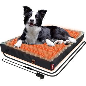Upgraded Heated Dog Bed with Enlarged Heating Area, 12V Safe Voltage Arthritis Orthopedic Dog Bed with Memory Foam, Heated Pet Bed with Waterproof Cover for Small, Medium Dos &Cats(Medium)… in Kuwait