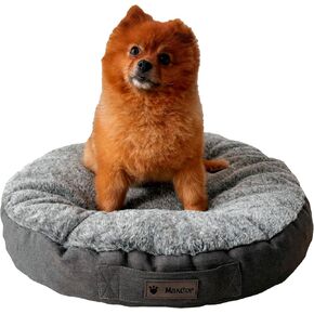 Medium Round Grey Memory Foam Dog Cushion - Relieves and Preserves Joints - Relaxing and Reversible Summer/Winter - Easy to Carry - Does Not Deform and Machine Washable