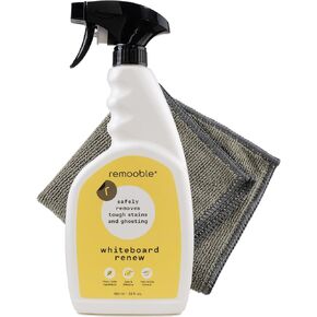 REMOOBLE REMOOBLE REARE WHYBOARD CLEANER CLEANER CLOTION و MICROFIBER CLEANING - يزيل بأمان بقع وشفافة صعبة ، 23 أوقية.