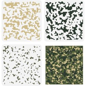 FINGERINSPIRE 3PCS Camo Stencils 11.8x11.8inch Reusable Painting Templates Camouflage Pattern Stencils Tiger Stripe Leopard Templates Square Stencils Large Stencil Sets for Fabric Wood Decor