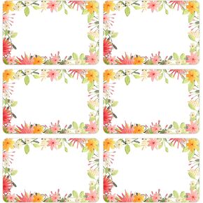 180 PCS Flowers Name Tags Stickers, Watercolor Spring Summer Flowers Name Stickers Floral Name Tags Labels Stickers for Kids Classroom Office Students Cubby Locker Clothes Party, 2x3 inch