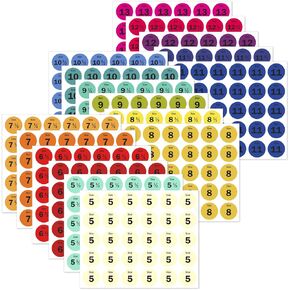 5100 Labels, 0.75 inch, Round - Shoe Size Labels, 5 to 13Measurement Stickers, Sizing Stickers