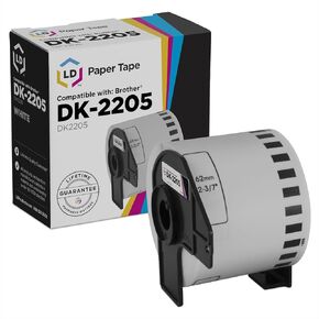 LD Compatible Label Tape Roll Replacement for Brother DK-2205 2.4 in x 100 ft (White)